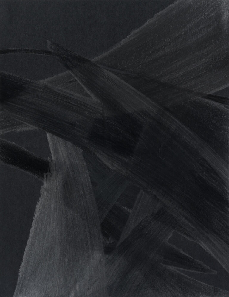 Zeichnung 2 der Serie Nacht, Graphit und Buntstift auf schwarzem Papier